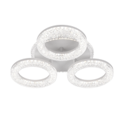 Lustră LED FREJA cu Telecomandă, 50W, 3000K/4000K/6000K, Dimabil, Alb, Cristale, 3 Cercuri