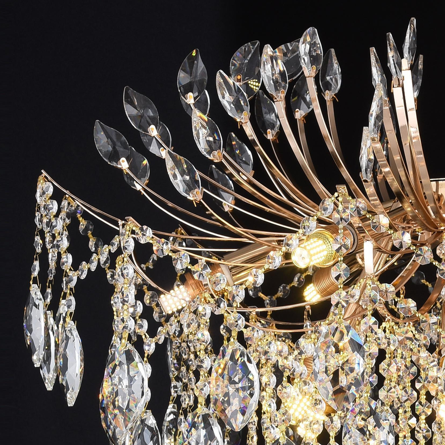 Candelabru Cristal CC9313/12FGD, 12x E14, Diametru 49cm, Auriu