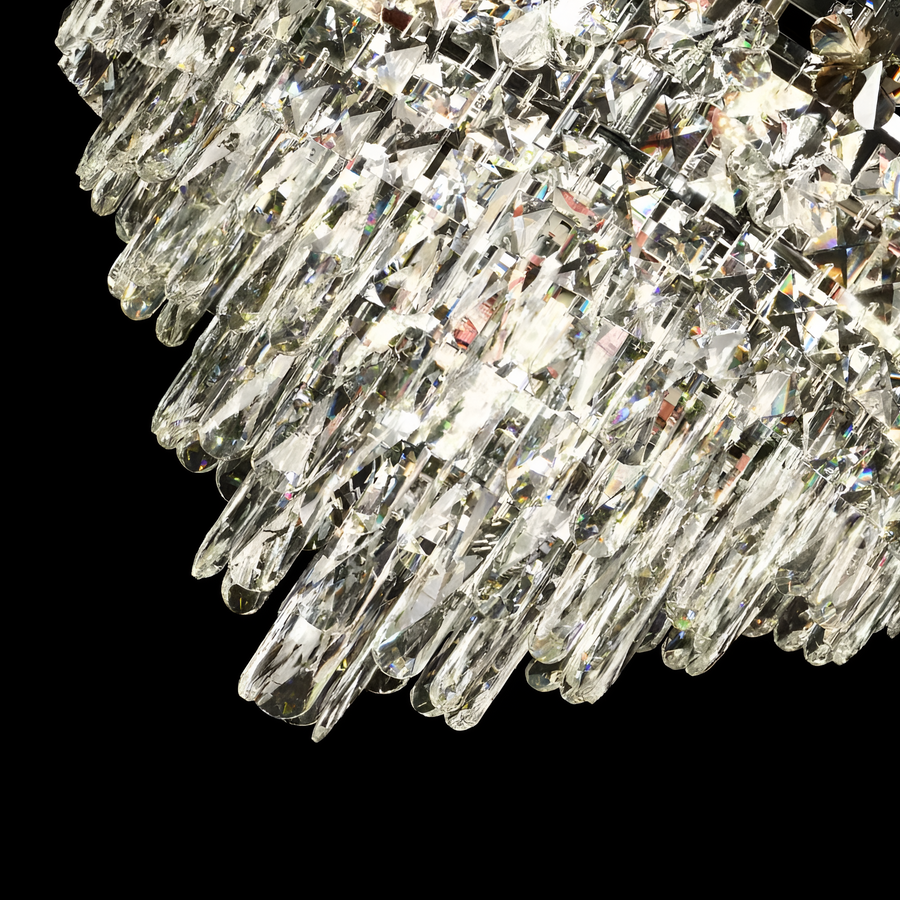 Candelabru Cristal CC6705/500CR 9x E14, Diametru 50cm, Crom Lucios, Inaltime Reglabila