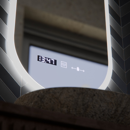 Oglinda LED Ovala, 50x100cm, Lucia Senzor Marcello, Sistem Dezaburire, Ceas & Termometru, Dimabila