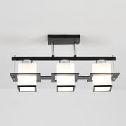 Lustra Clasica Aramis cu Lemn Abajur Patrat 3x E27 Alb Negru