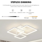 Lustra LED cu telecomanda ZOE, 64W, 3 Patrate, lumina Rece/Calda/Neutra, Dimabila, Alb