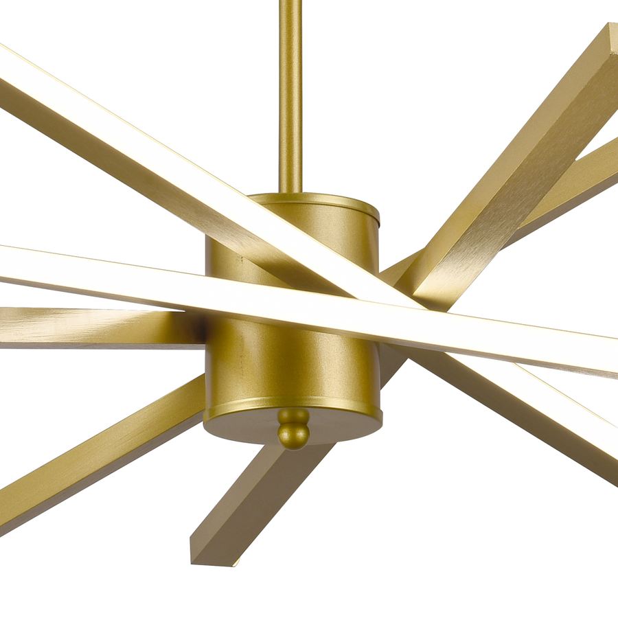 Lustra LED cu Telecomanda LT176/5GD, 69W, 5 Elemente, Lumina Rece/Clada/Neutra 3000K/4000K/6000K, Dimabila, Auriu, Inaltime Reglabila,  Metal si Acril