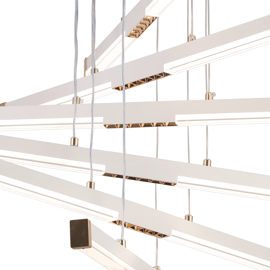 Lustra LED Suspendata Acril LT183/5WH, 69W, Lumina 3000/4000/6000K, Alb, Inaltime Reglabila