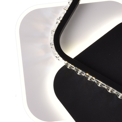 Lustra LED cu cristal  PRISMIQ 39W, 3 Patrate, lumina Rece/Calda/Neutra, Negru