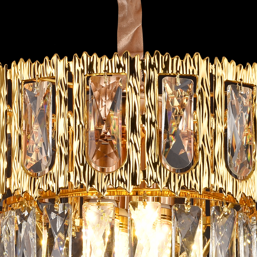 Candelabru Cristal BELVEDERE Petito 3xE14, Diametru 30cm, Auriu Lucios, Inaltime Reglabila