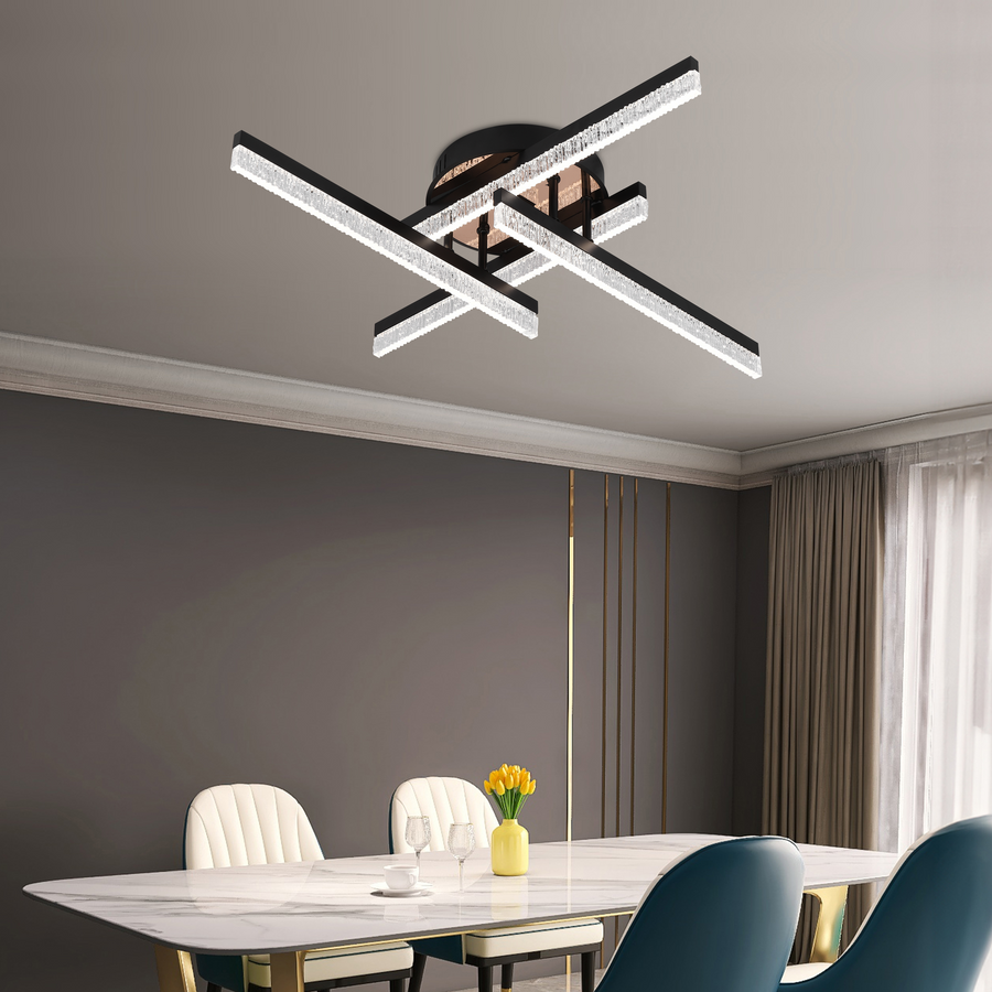 Lustra LED cu Telecomanda LT179/4BK, 35W, 4 Elemente, Lumina Rece/Clada/Neutra, Dimabila, Negru