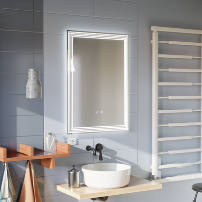 Oglinda LED Rectangulara, 60x80cm, ADIS Touch, Sistem Dezaburire,Dimabila