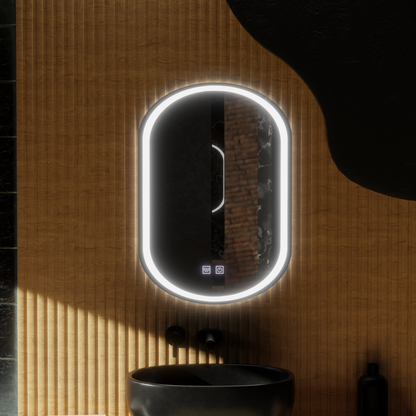 Oglinda LED Ovala, 45x65cm, Velara Touch, Sistem Dezaburire, Dimabila