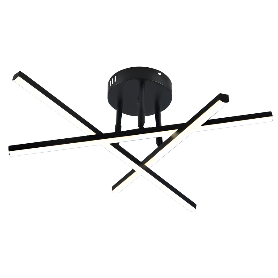 Lustra LED cu telecomanda 40W, 3 Elemente, Liniara, lumina Rece/Calda/Neutra, Dimabila, Negru