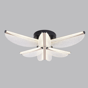 Lustra LED cu Telecomanda TULLIO 67W, 6 Petale, lumina Rece/Calda/Neutra, Dimabila, Negru