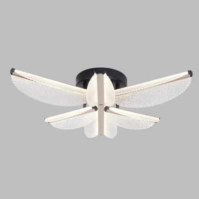 Lustra LED cu Telecomanda TULLIO 67W, 6 Petale, lumina Rece/Calda/Neutra, Dimabila, Negru