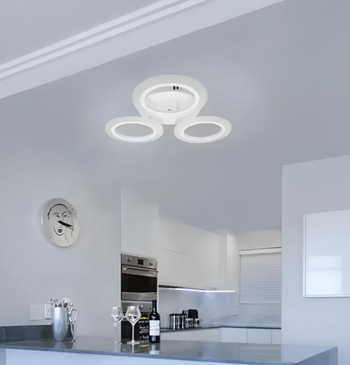 Lustra LED MARA 24W, 3 Cercuri, lumina Neutra, Alb