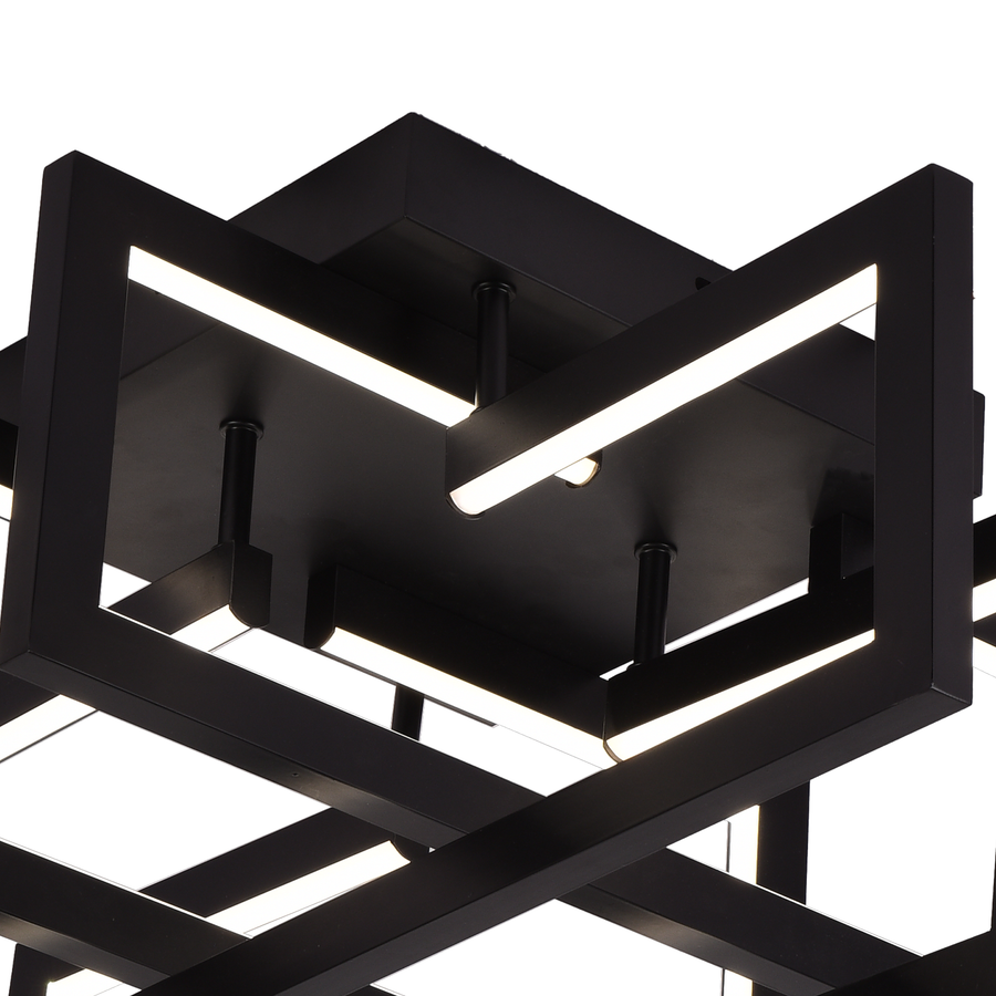 Lustra LED cu telecomanda 96W, 4 Elemente, lumina Rece/Calda/Neutra, Dimabila, Negru