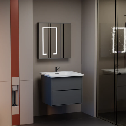 Set Mobilier pentru Baie SANTORINI, 60x50cm, 2 Piese, Gri si Alb