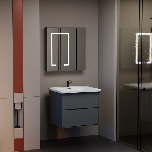 Set Mobilier pentru Baie SANTORINI, 60x50cm, 2 Piese, Gri si Alb