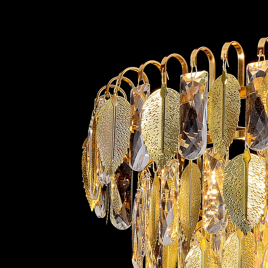 Candelabru Cristal VENARIA 8x E14, Diametru 49cm, Auriu Lucios, Inaltime Reglabil