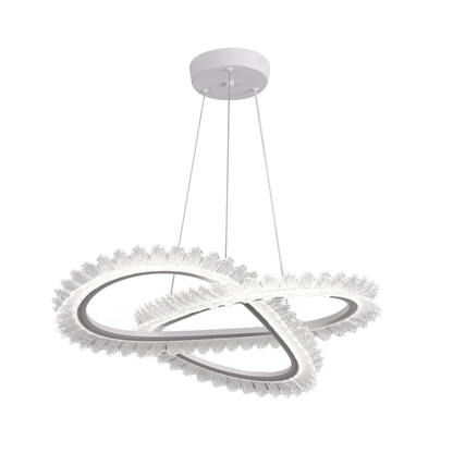 Lustra LED LT187WH, Cristal si Metal, 52W, Dimabila, Inaltime Reglabila, lumina Rece/Calda/Neutra, Iluminat Luxos