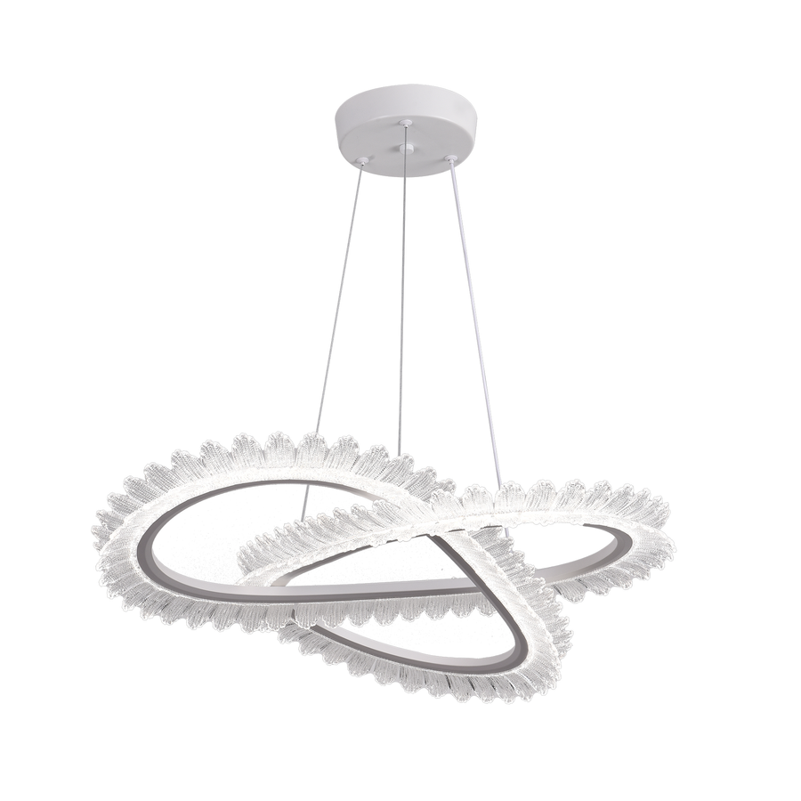 Lustra LED LT187WH, Cristal si Metal, 52W, Dimabila, Inaltime Reglabila, lumina Rece/Calda/Neutra, Iluminat Luxos