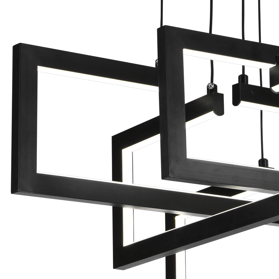 Lustra LED cu telecomanda ,Suspendata 96W, 4 Elemente, lumina Rece/Calda/Neutra, Dimabila, Inaltime Reglabila, Negru