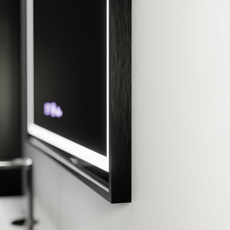 Oglinda LED Rectangulara, 100x80cm, Verite Majeste Noir MotionGlow Marcello, Sistem Dezaburire, Ceas & Termometru, Dimabila