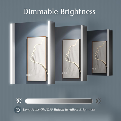 Oglinda LED cu Dulap LAVIN 51x71 cm Alb – Banda Verticala si Design Compact