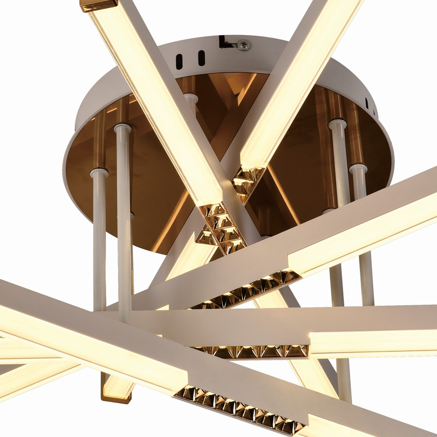 Lustra LED cu Telecomanda LT182/5WH, 69W, 5 Elemente, Lumina Rece/Clada/Neutra, Dimabila, Alb