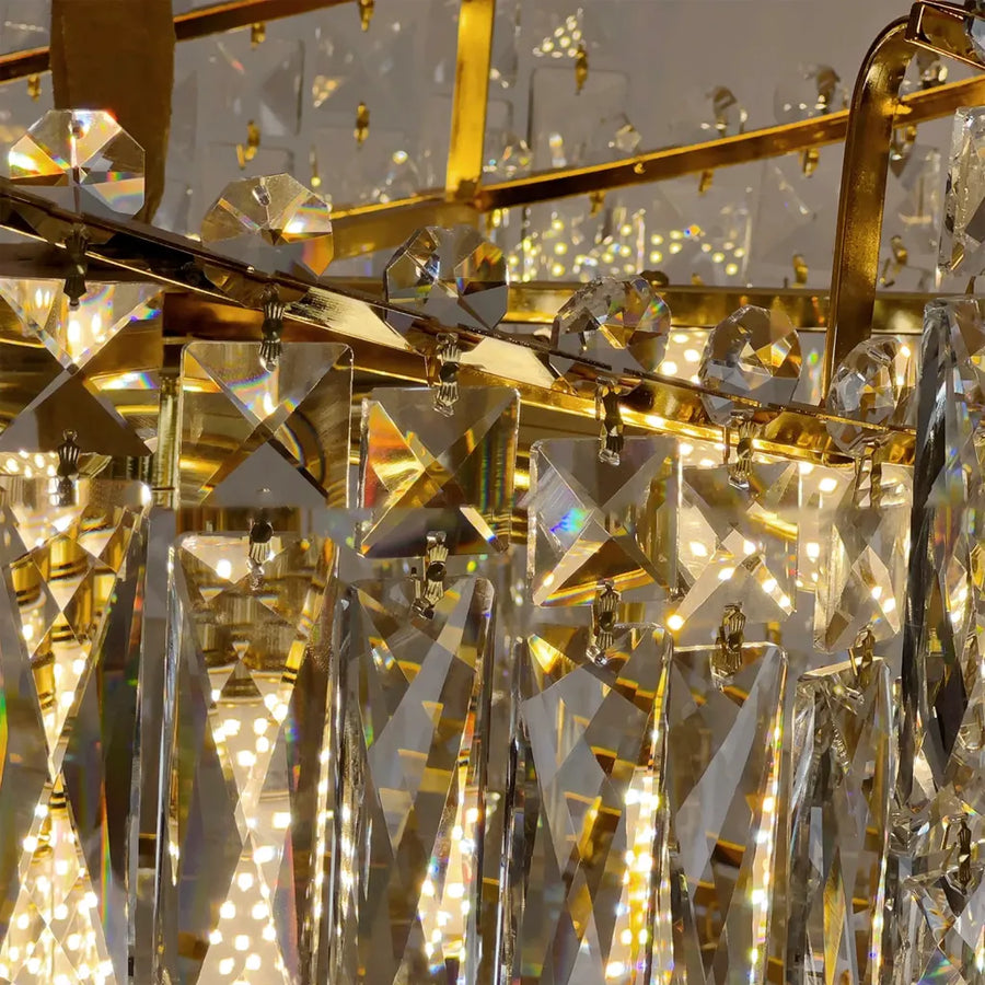 Candelabru Cristal TOPKAPI Petito 3xE27, Diametru 30cm, Auriu Lucios, Inaltime Reglabila