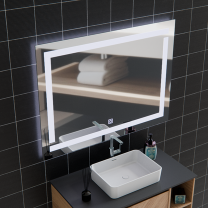 Oglinda LED Giga, 80x60cm, Argintiu, Touch, Lumina 6000K