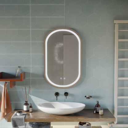 Oglinda LED Touch Impora Sistem Dezaburire 50x80 cm Rama Rose Gold