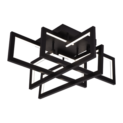 Lustra LED cu telecomanda 96W, 4 Elemente, lumina Rece/Calda/Neutra, Dimabila, Negru