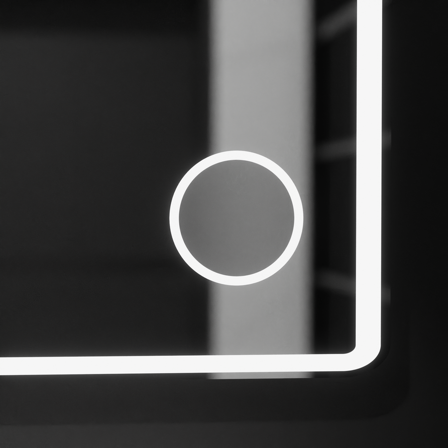 Oglinda LED Rectangulara 120x80 Aura Riflesso Puro MotionGlow Marcello, Sistem Dezaburire, Termometru si Ceas, Dimabila