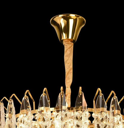 Candelabru Cristal CC6687/500GD 9x E14, Diametru 49cm, Auriu Lucios, Inaltime Reglabil