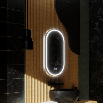 Oglinda LED Ovala, 45x65cm, Velara Touch, Sistem Dezaburire, Dimabila