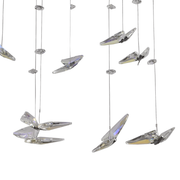 Lustra LED suspendata cu telecomanda si cristal 36W, 2 Cercuri, lumina Rece/Calda/Neutra, Dimabila, Crom Lucios, Inaltime Reglabila