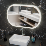 Oglinda LED Ovala, 80x50cm, Altera Senzor MotionGlow Marcello, Sistem Dezaburire, Ceas & Termometru, Dimabila