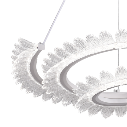 Lustra LED LT188WH, Cristal si Metal, 40W, Dimabila, Inaltime Reglabila, Lumina Rece/Calda/Neutra, Iluminat Luxos