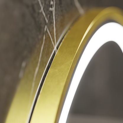 Oglinda LED Touch LUSSO Sistem Dezaburire, Ceas si Temperatura 60 cm Rama Auriu Brushed