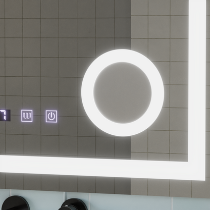 Oglinda LED Touch NIVERA Sistem Dezaburire, Ceas si Temperatura 60x80 cm Lupa Cosmetica