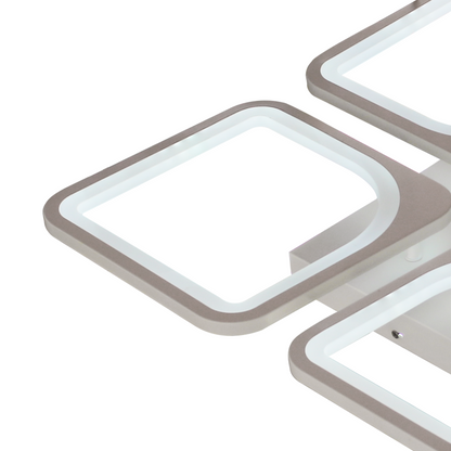 Lustra LED cu telecomanda ZOE 53W, 4 Patrate, lumina Rece/Calda/Neutra, Dimabila, Alb