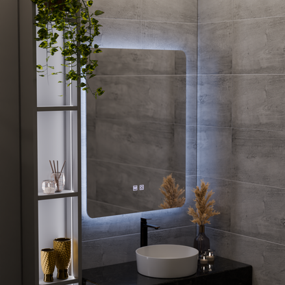 Oglinda LED Dreptunghiulara ARTEA Touch, 80X60cm, Sistem Dezaburire, Dimabila, 6000K