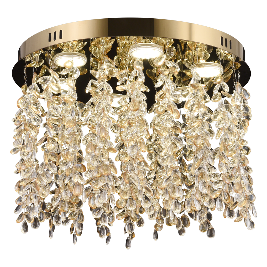 Candelabru LED Cristal LLC213/550GD Rotund, 30W, Lumina Rece/Calda/Neutra, Cristale, Auriu Lucios