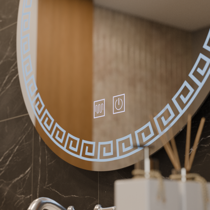 Oglinda LED Rotunda, 80cm, Orhina Touch, Sistem Dezaburire, Dimabila, E40S/80X80