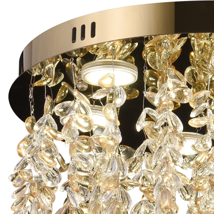 Candelabru LED Cristal LLC213/400GD Rotund, 22W, Lumina Rece/Calda/Neutra, Cristal, Auriu