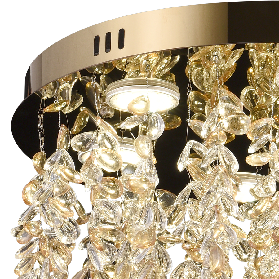 Candelabru LED Cristal LLC213/400GD Rotund, 22W, Lumina Rece/Calda/Neutra, Cristal, Auriu