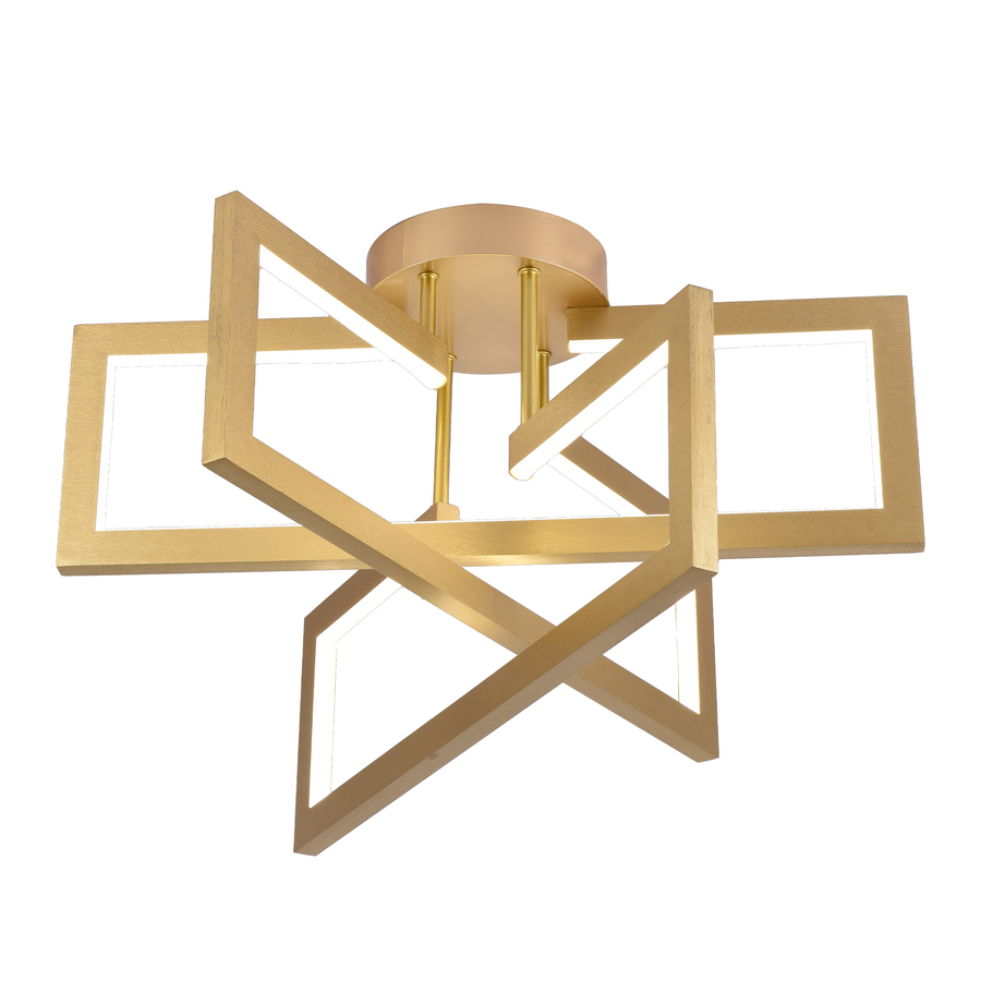 Lustra LED cu telecomanda 71W, 3 Elemente, lumina Rece/Calda/Neutra, Dimabila, Auriu