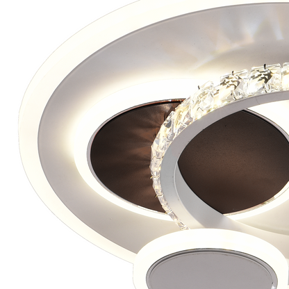 Lustra LED cu cristal HELIOX, 43W, 4 Cercuri, lumina Rece/Calda/Neutra, Alb