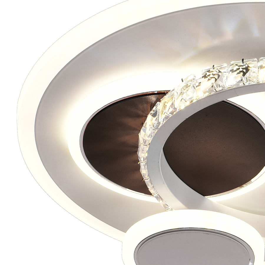 Lustra LED cu cristal HELIOX, 43W, 4 Cercuri, lumina Rece/Calda/Neutra, Alb