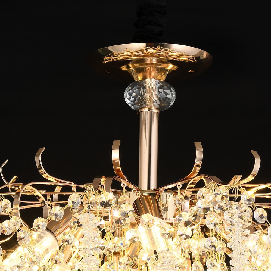 Candelabru Cristal STROZZI Magno 8xE14, Diametru 60cm, Auriu