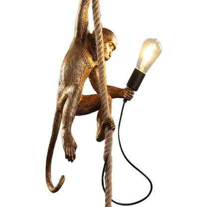 Lustra Suspendata Vintage, LV700, 1xE27, Maimuta, Sfoara si Metal, Suport Negru